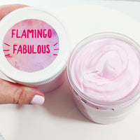 Flamingo Fabulous Whipped Body Butter in Strawberries and Cream available at Sunbasil soap
