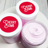 Cherry Bomb Whipped Body Butter lotion available at Sunbasilsoap.com