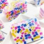 Unicorn confetti soap handmade at Sunbasil Soap for unicorn gift giving
