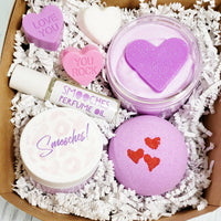 Valentines Day SMOOCHES Bath Body Gift Set handmade gifts for her at Sunbasilsoap.com