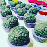 Zombie Brain Cupcakes soaps are fun to gift for Halloween trick or treats - sunbasilgarden.com