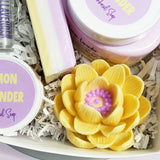 Lavender Lemon Lotus Flower Deluxe Bath Gift Set www.sunbasilsoap.com