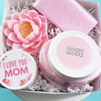 Rose Bath Gift Basket: I Love You Mom www.sunbasilsoap.com