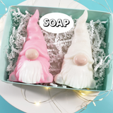 Christmas Gnomes Soap Gift Set : Pastel Pink and Winter White www.sunbasilsoap.com