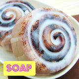 cinnamon bun soap that looks good enough to eat by sunbasilsoap.com
